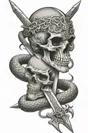Skull, Sword, Snake tattoo design idea