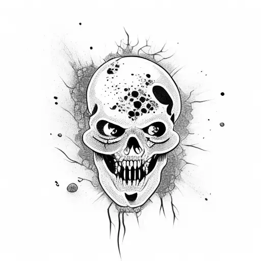 rotten zombie head tattoo design idea