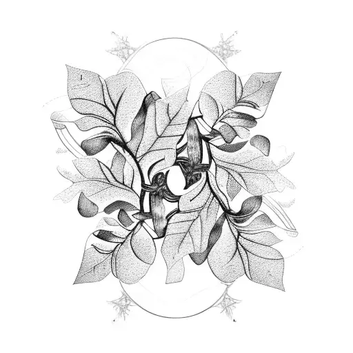 An intricate black and grey tattoo of a laurel branch intertwined with a constellation tattoo design idea