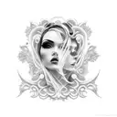 sexy shadow lady tattoo design idea