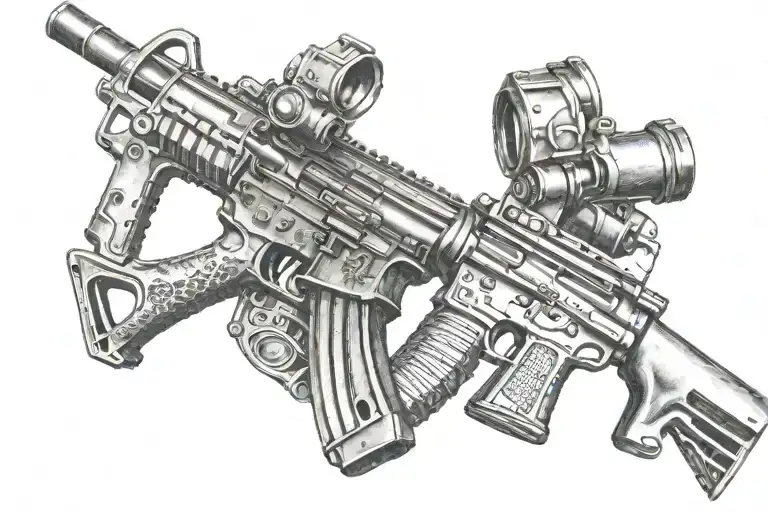 Number 6 with a Ar 15 Rifle tattoo design idea