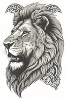 lion with mandela background tattoo design idea