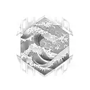 three sea waves tattoo design idea