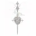 sword cross heart and brain flashes tattoo design idea