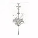 sword cross heart and brain flashes tattoo design idea