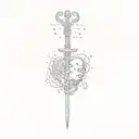 sword cross heart and brain flashes tattoo design idea