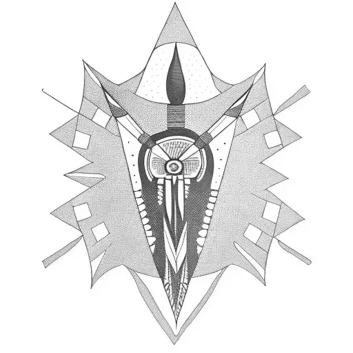native American arrowhead with number 2 in the middle of it  tattoo design idea