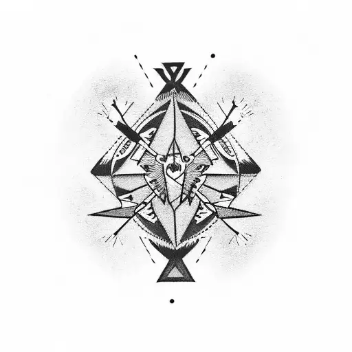 Native American Broadhead with number 2 in the middle of it  tattoo design idea