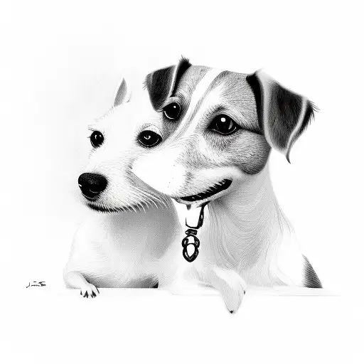 jack Russell with young girl tattoo design idea