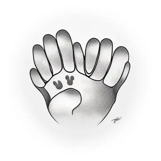 jack Russell paw in human female hand tattoo design idea
