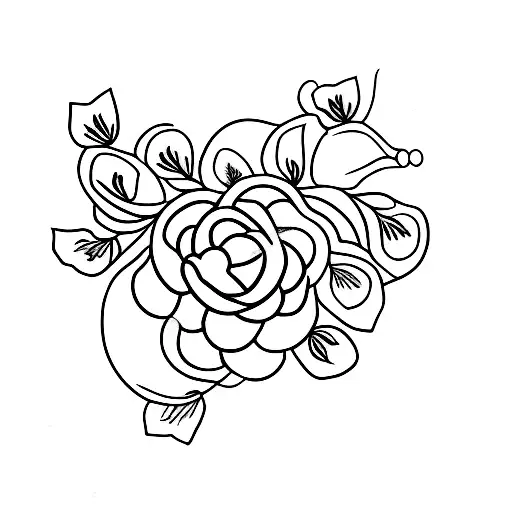 A minimalist tattoo of a video game controller surrounded by flowers tattoo design idea