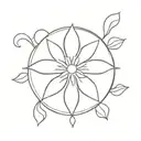 A minimalist design of a compass and anemone flower tattoo design idea