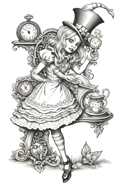 alice in wonderland tattoo design idea