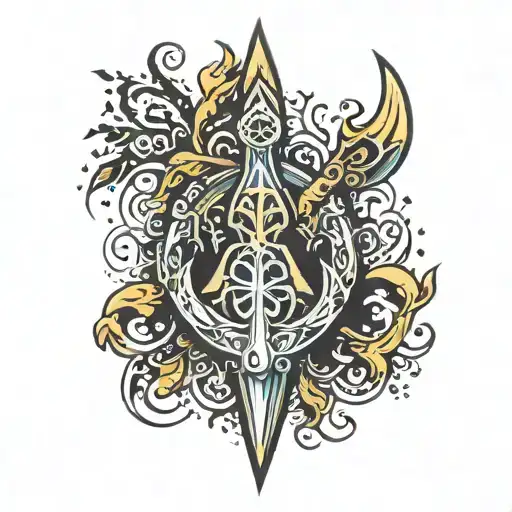 abstract ukraine trident tattoo design idea