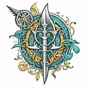 abstract ukraine trident tattoo design idea