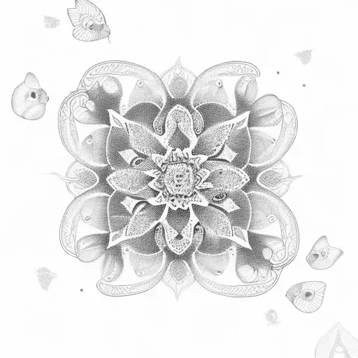 A mesmerizing mandala made up of intricate flores and butterflies tattoo design idea
