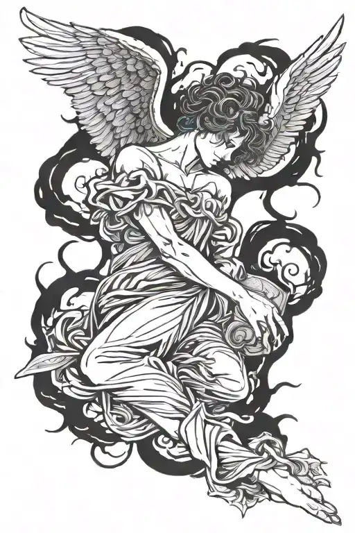 the start of creation hands fallen angel falling tattoo design idea