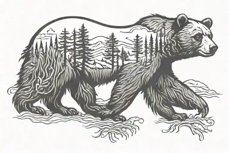 California Bear silhouette tattoo design idea