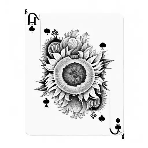 sunflowers surrounding playing cards tattoo design idea