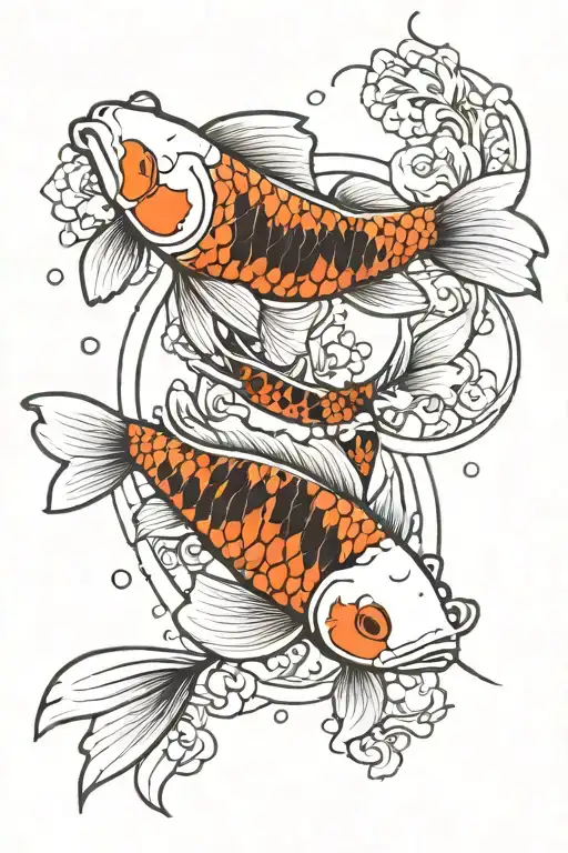 koi fish and astronaut  tattoo design idea