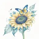 sunflower with a butterfly resting tattoo design idea