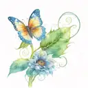 sunflower with a butterfly resting tattoo design idea
