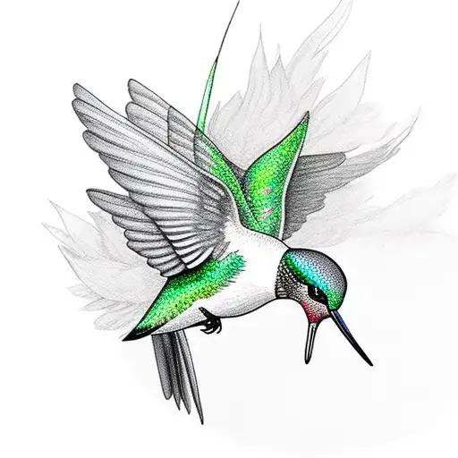 A hummingbird with detailed wings formed by interconnected symbols of protection, representing the delicate balance of nature and the need for care tattoo design idea