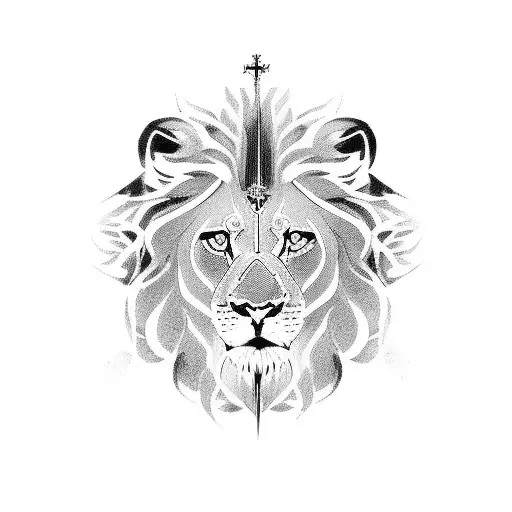 Christian Cross, Lion tattoo design idea