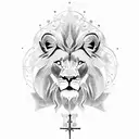 Christian Cross, Lion tattoo design idea