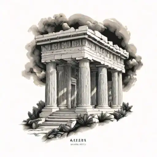 Greek architecture tattoo design idea