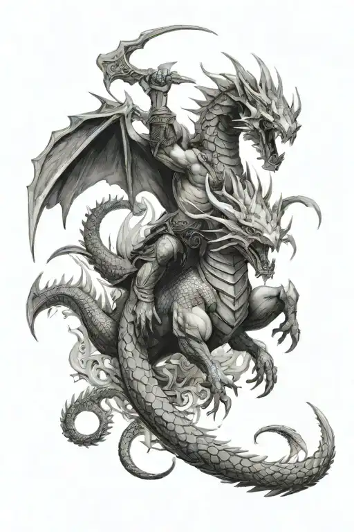 the dovakiin from skyrim fighting a dragon.  tattoo design idea