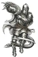 a medieval knight fighting a serpent tattoo design idea