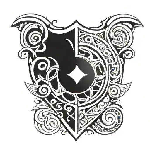 shield engraved tattoo design idea