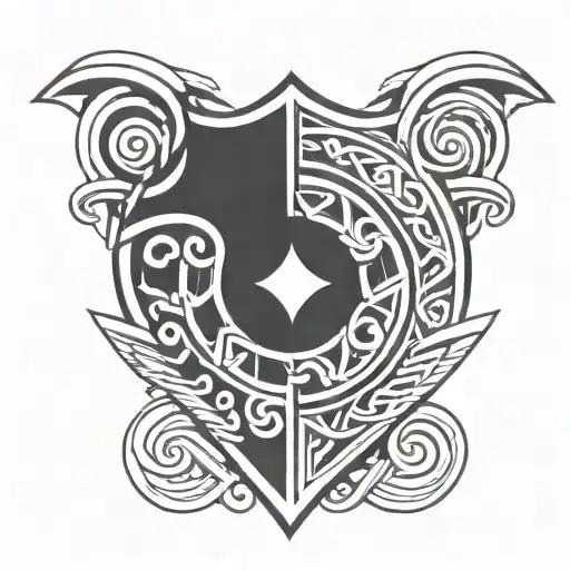 african tribal shield with celtic knot design incorporating tattoo design idea