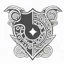 african tribal shield with celtic knot design incorporating tattoo design idea