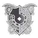 african tribal shield with celtic knot design incorporating tattoo design idea