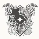 african tribal shield with celtic knot design incorporating tattoo design idea