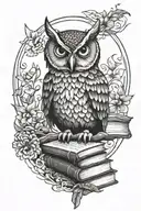 owl and book tattoo design idea