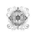 A dotwork tattoo of a Formula 1 car adorned with intricate floral patterns, symbolizing the intersection of speed and nature tattoo design idea