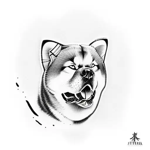 Akita Dog inside a steel Armor  tattoo design idea