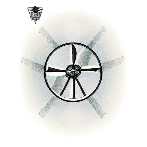 A glass of brandy with a windmill reflection tattoo design idea