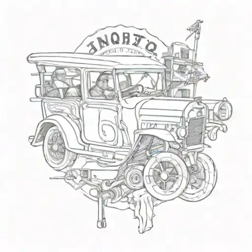 a tattoo in memory of a grandfather who adored cars, motorcycles, golf and mechanics tattoo design idea