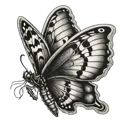 butterfly exiting a cocoon tattoo design idea