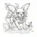 cavalier puppy chasing butterfly tattoo design idea