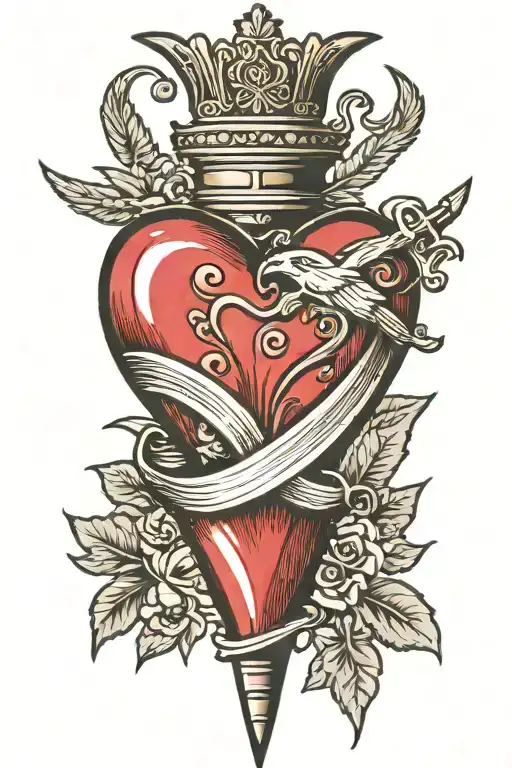 heart and dagger tattoo design idea