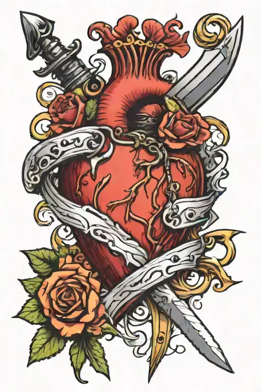 HEART AND A DAGGER tattoo design idea