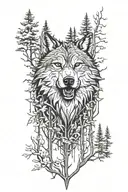 forest wolf head tattoo design idea