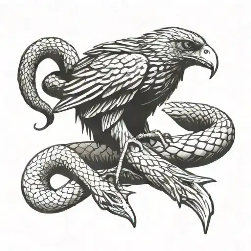 snake choking raven tattoo design idea