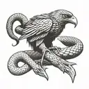 snake choking raven tattoo design idea