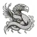 snake choking raven tattoo design idea